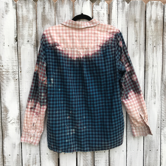 Distressed Custom bleached Flannel Shirts OOAK handmade Country - Picture 3 of 8